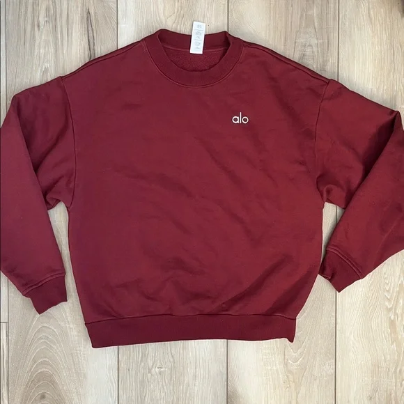 Alo Yoga Accolade Crewneck Sweatshirt Burgundy Size Small - Picture 2 of 6